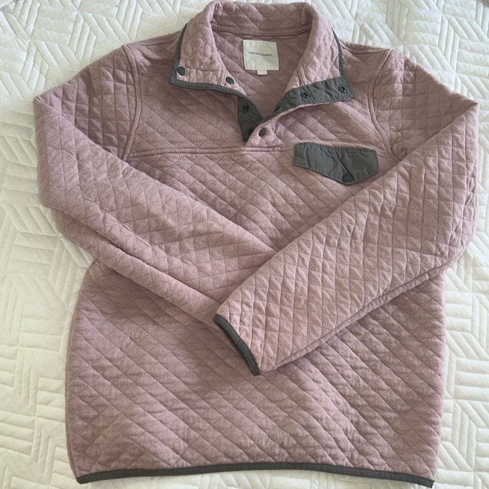 Thread & Supply pink and gray sweater with buttons